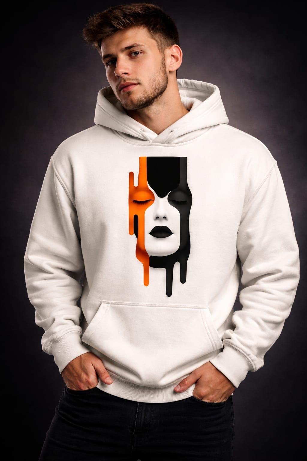 Dual tone face hoodie off white