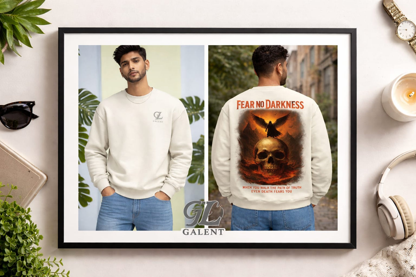 Fear No Darkness - White Graphic Sweatshirt