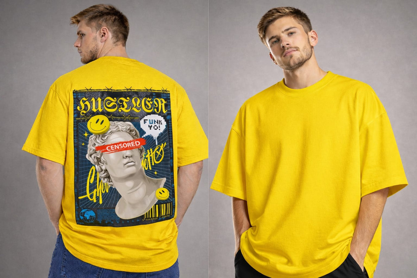 CONSORED GREEK GRAPHIC OVER SIZE T SHIRT 100% PREMIUM COTTON