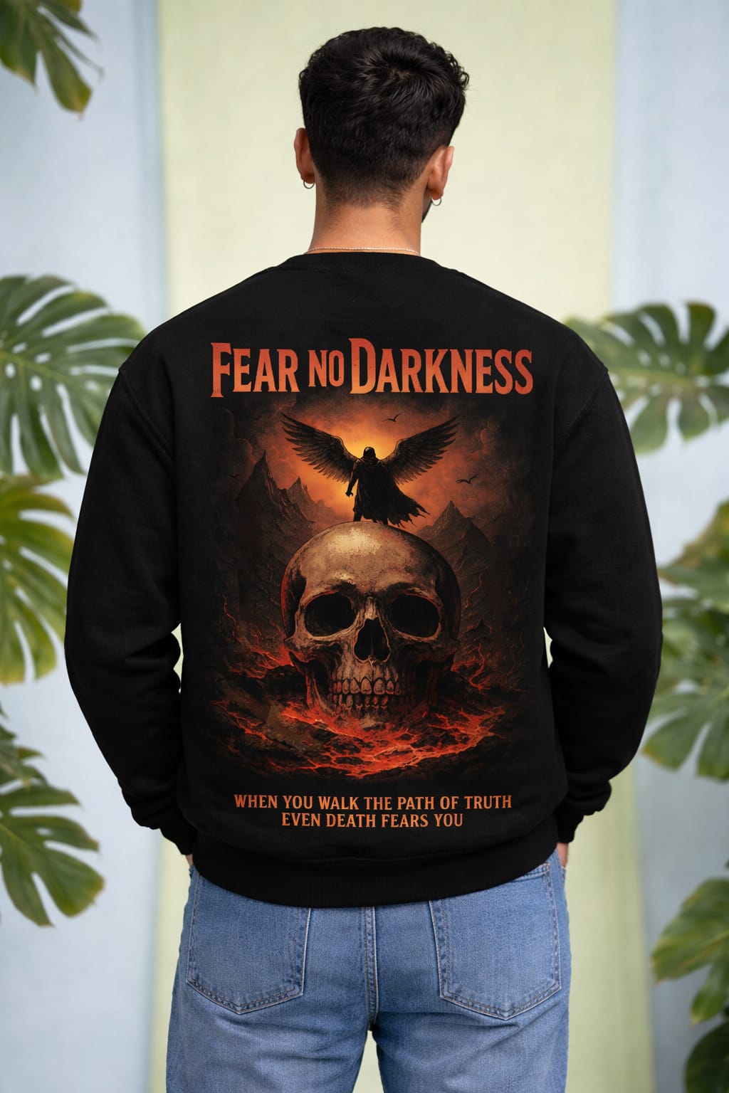 Fear No Darkness – Black Graphic Sweatshirt
