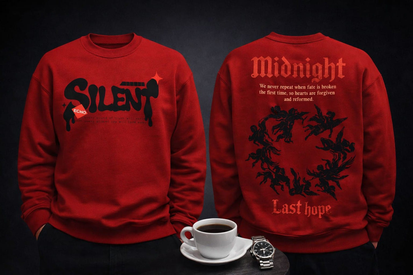 Dark aura sweatshirt 100% cotton fleece (maroon)