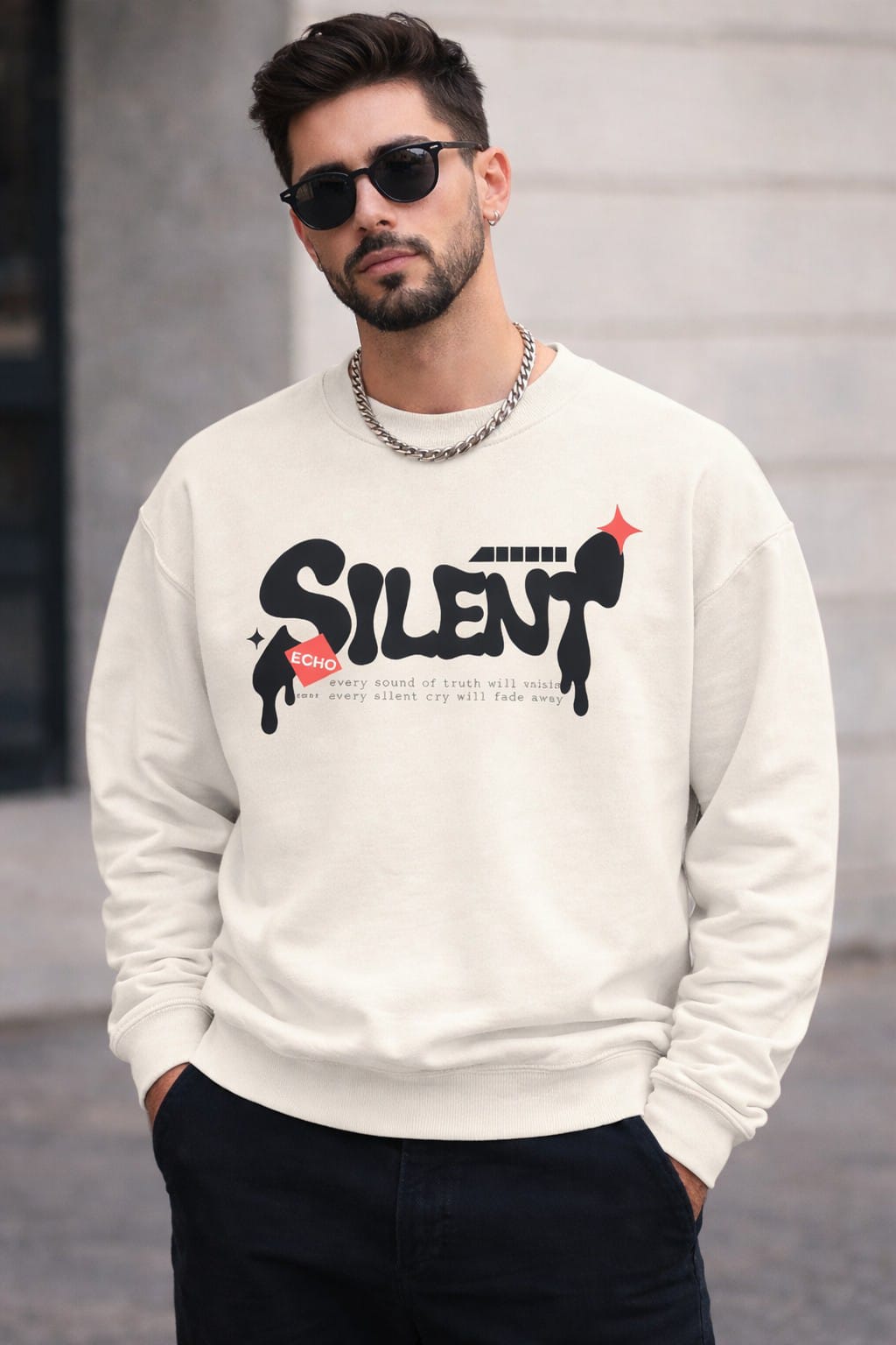 Dark aura sweatshirt 100% cotton fleece (off white)