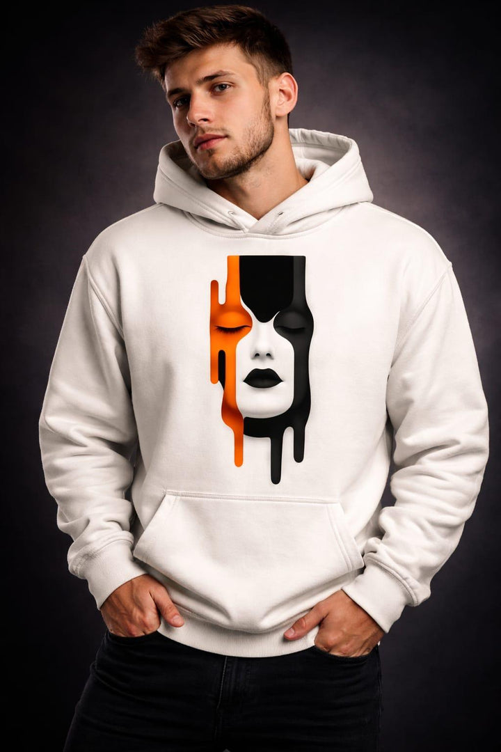 Dual tone face hoodie off white