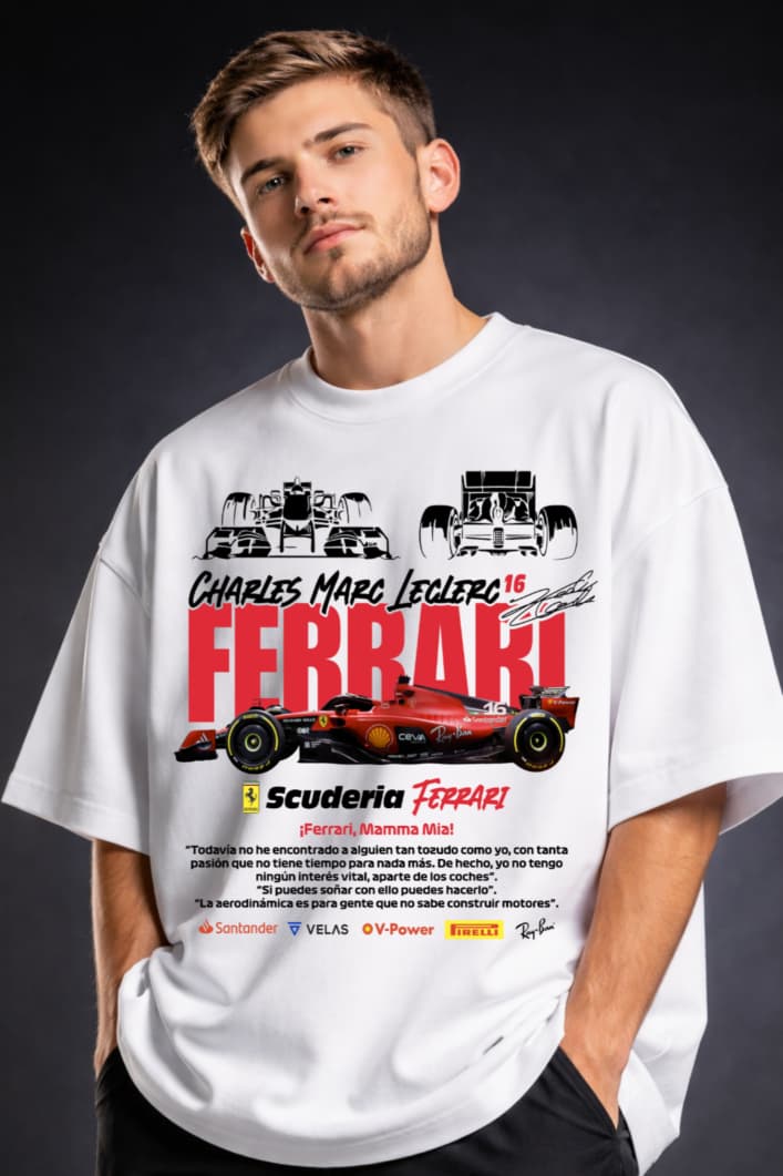FERRARI CAR OVER SIZE T SHIRT 100% PREMIUM COTTON