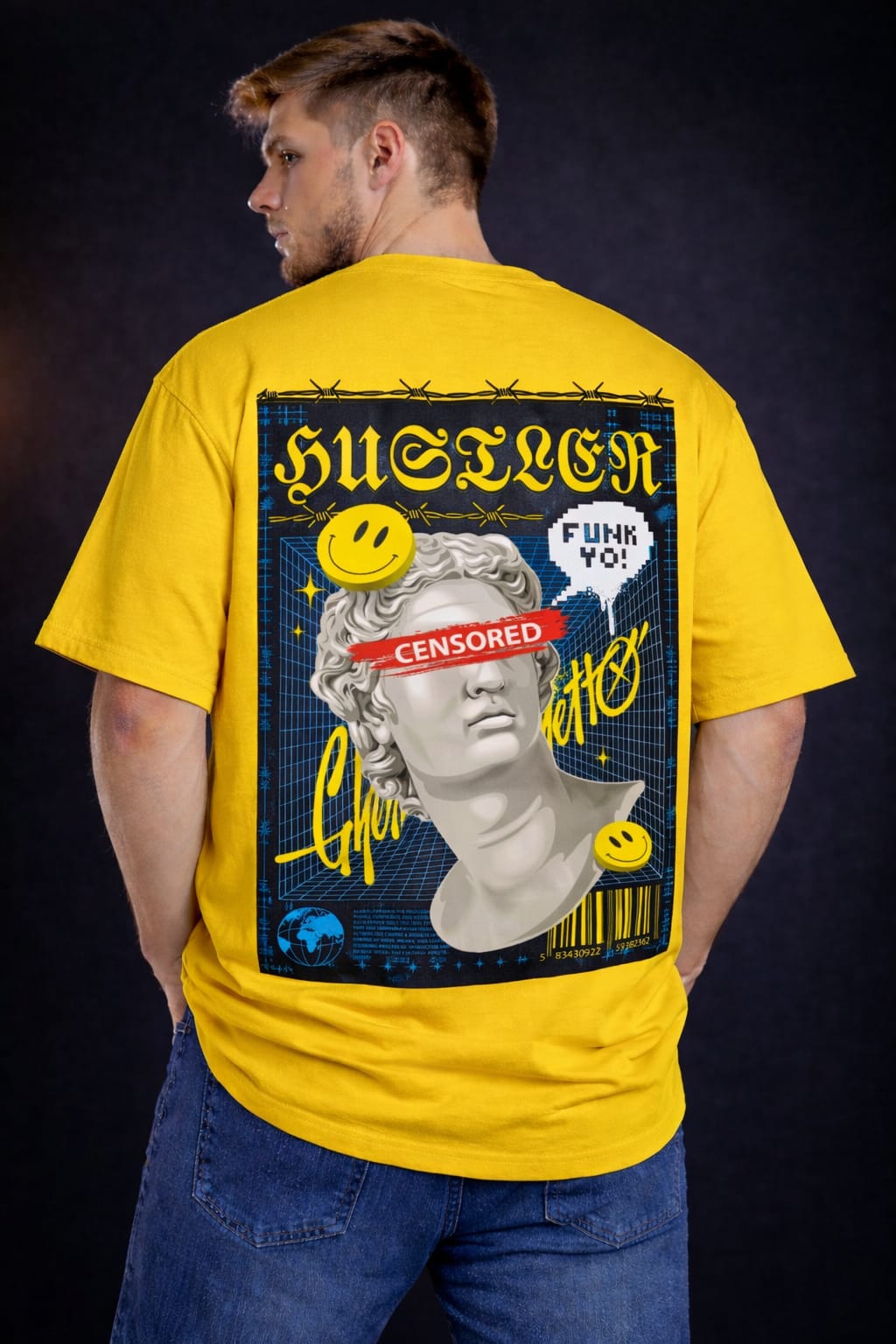 CONSORED GREEK GRAPHIC OVER SIZE T SHIRT 100% PREMIUM COTTON