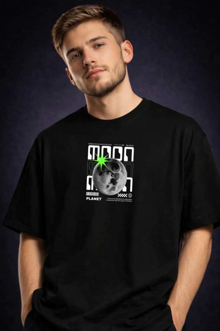 MOON OVER SIZE T SHIRT 100% PREMIUM COTTON