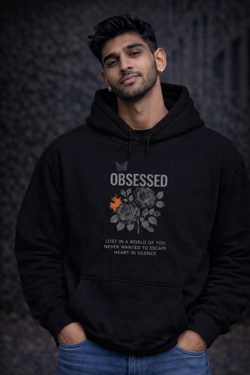 WILD SOUL BLACK HOODIE FLEECED COTTON 100%