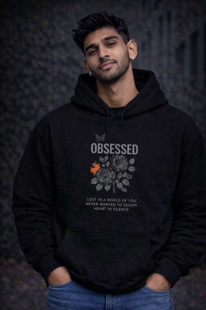 WILD SOUL BLACK HOODIE FLEECED COTTON 100%