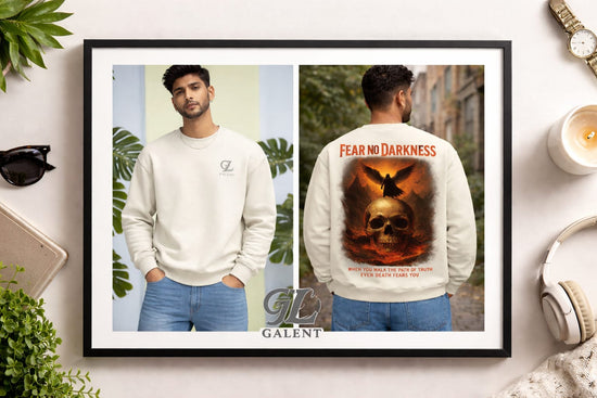 Fear No Darkness - White Graphic Sweatshirt