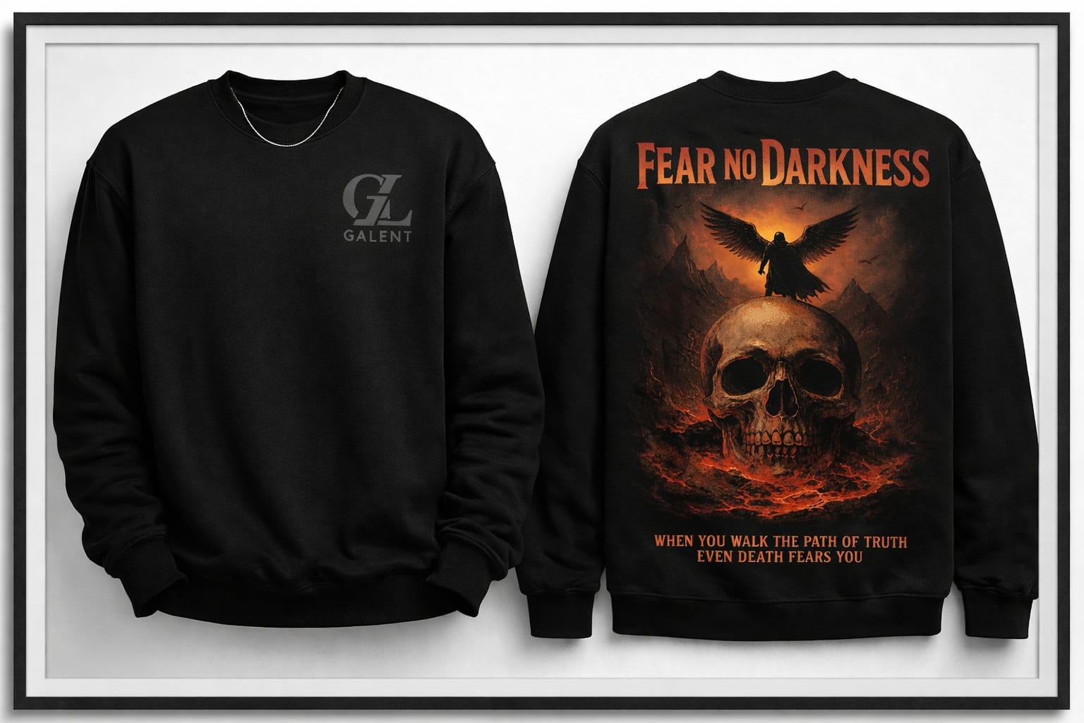Fear No Darkness – Black Graphic Sweatshirt