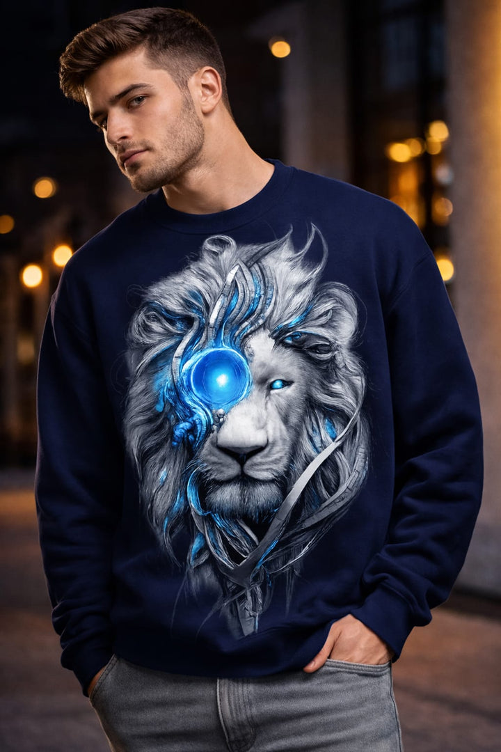 Eagle wolf sweatshirt 100% cotton fleece (navy blue)