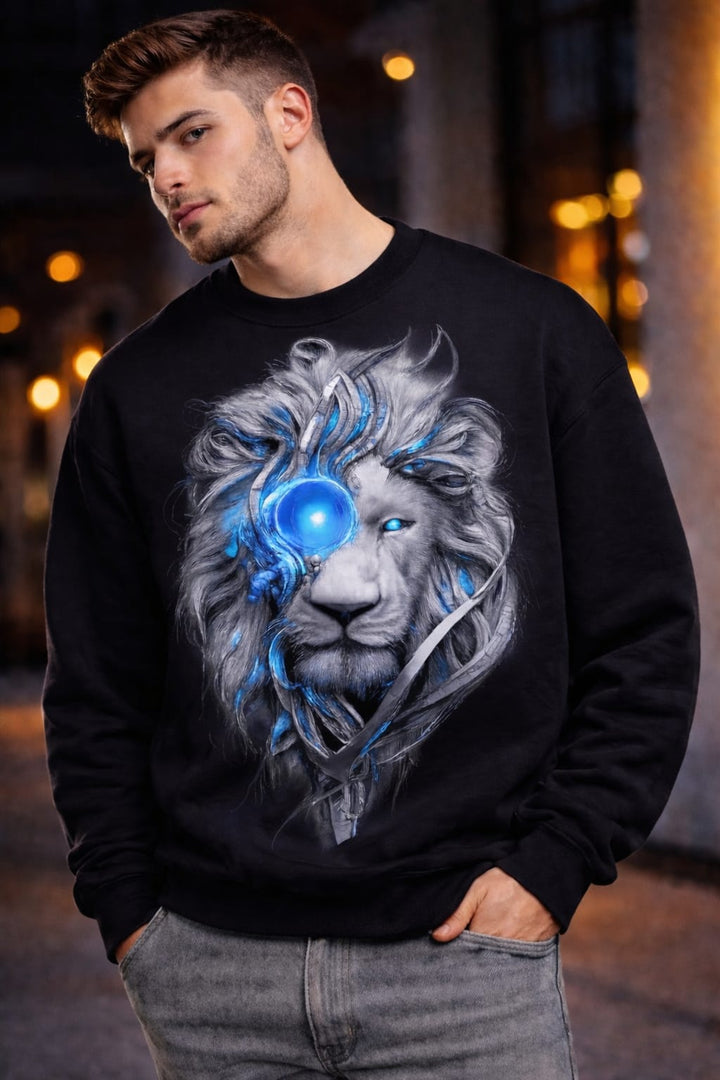 Eagle wolf sweatshirt 100% cotton fleece (black)